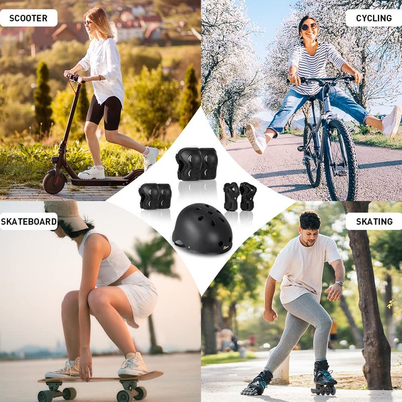 JBM Adult & Youth Skating Protective Gear Set, Skateboard Helmet, Knee Pads and Elbow Pads with Wrist Guards Set for Inline Roller Skating, Scootering, Skateboarding - Image 2